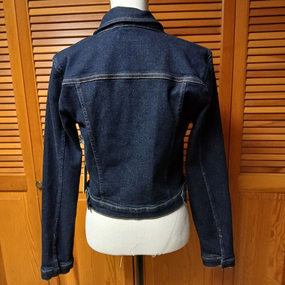 Good American Commit To Fit Denim Blue Jean Jacket NWT Small Dark Wash Cropped - Picture 5 of 12